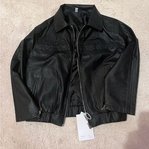 Bow leather jacket